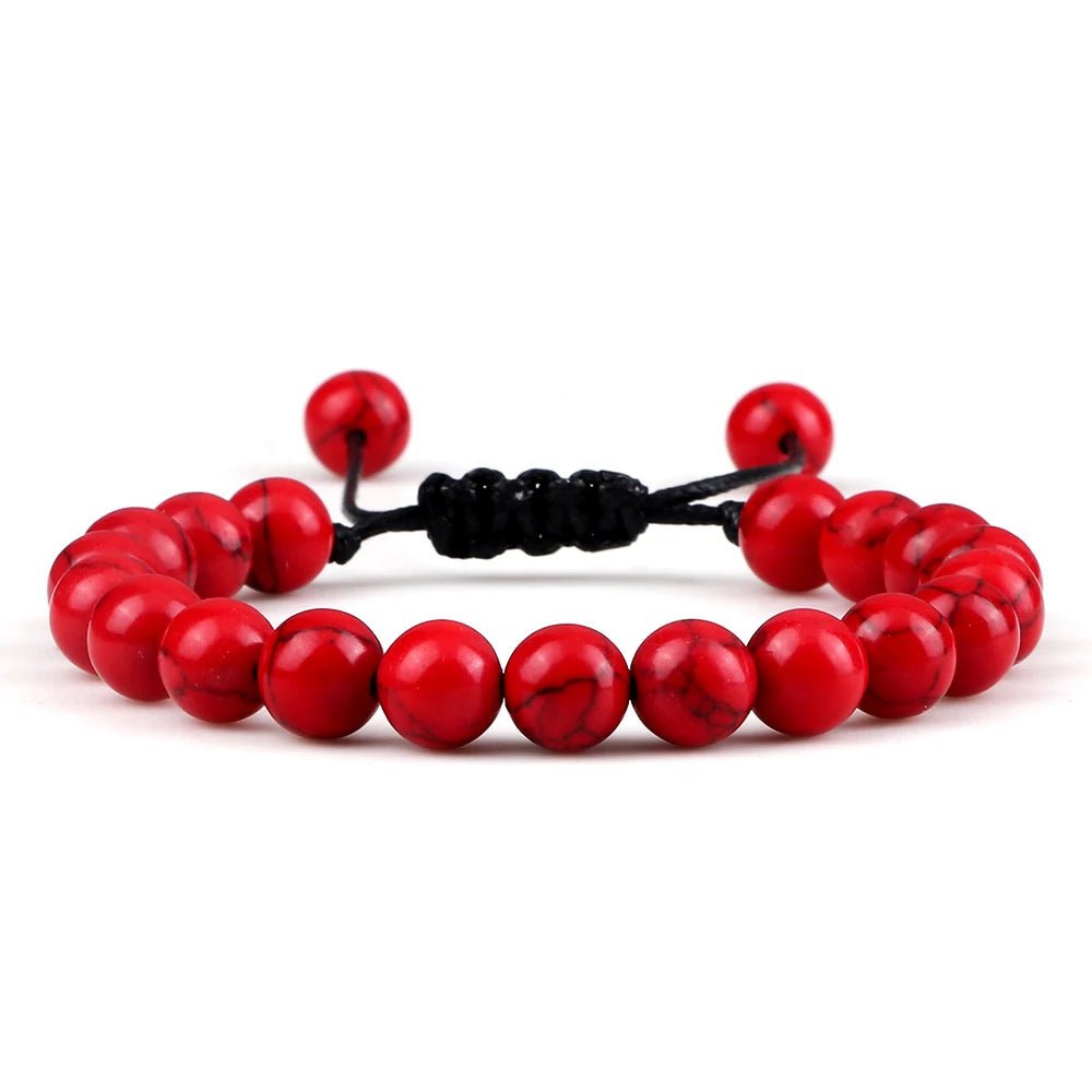 White Smoke 8mm Tiger Eye Stone Beads Bracelet Adjustable Braided Rope Bangles Natural Lava Rock Men Women Yoga Healing Balance Bracelets