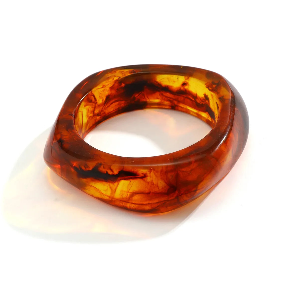 White Smoke KMVEXO Vintage Punk Brown Coffee Thick Resin Acrylic Bangles Geometric Irregular Wide Cuff Bangle Bracelet For Women Men Jewelry