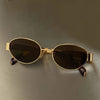 Dark Olive Green Retro Steampunk Sun Protection Sunglasses Vintage New Women's Metal Oval Sunglasses Ladies Classic UV400 Sunscreen Eyewear