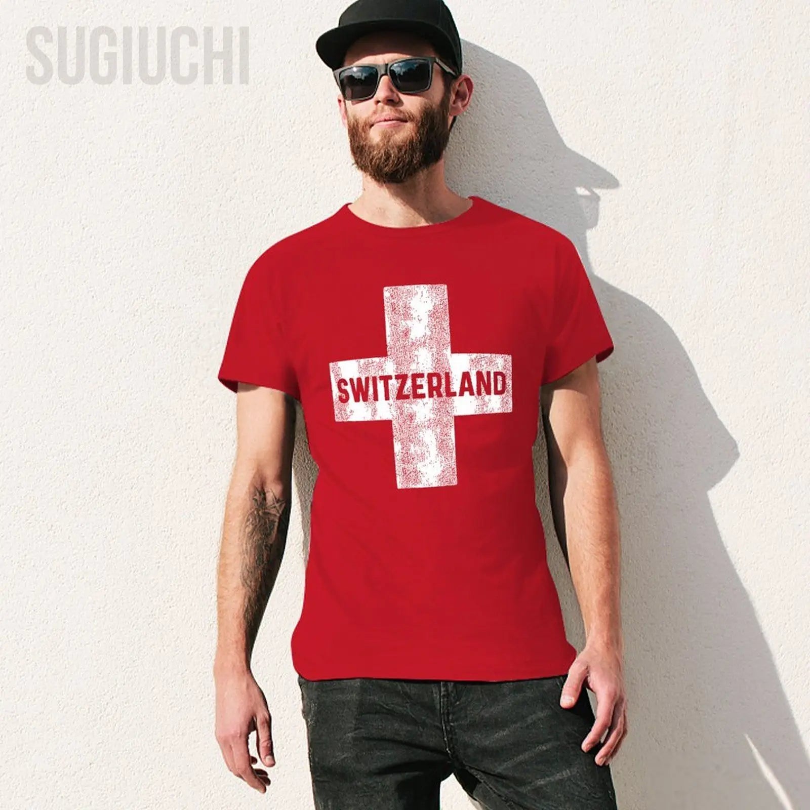 Men Retro Swiss Flag Of Switzerland Tshirt Tees O-neck T Shirts Women Boys 100% Cotton T-Shirt streetwear fashion product image 3