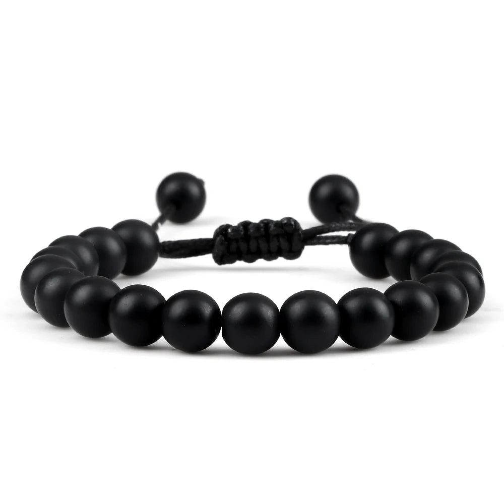 White Smoke 8mm Tiger Eye Stone Beads Bracelet Adjustable Braided Rope Bangles Natural Lava Rock Men Women Yoga Healing Balance Bracelets