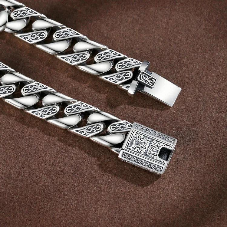 Dark Olive Green S925 Sterling Silver Timeless Vine Garland Buckle Retro Punk Tank Bracelet Jewelry Creativity Gift Factory Price