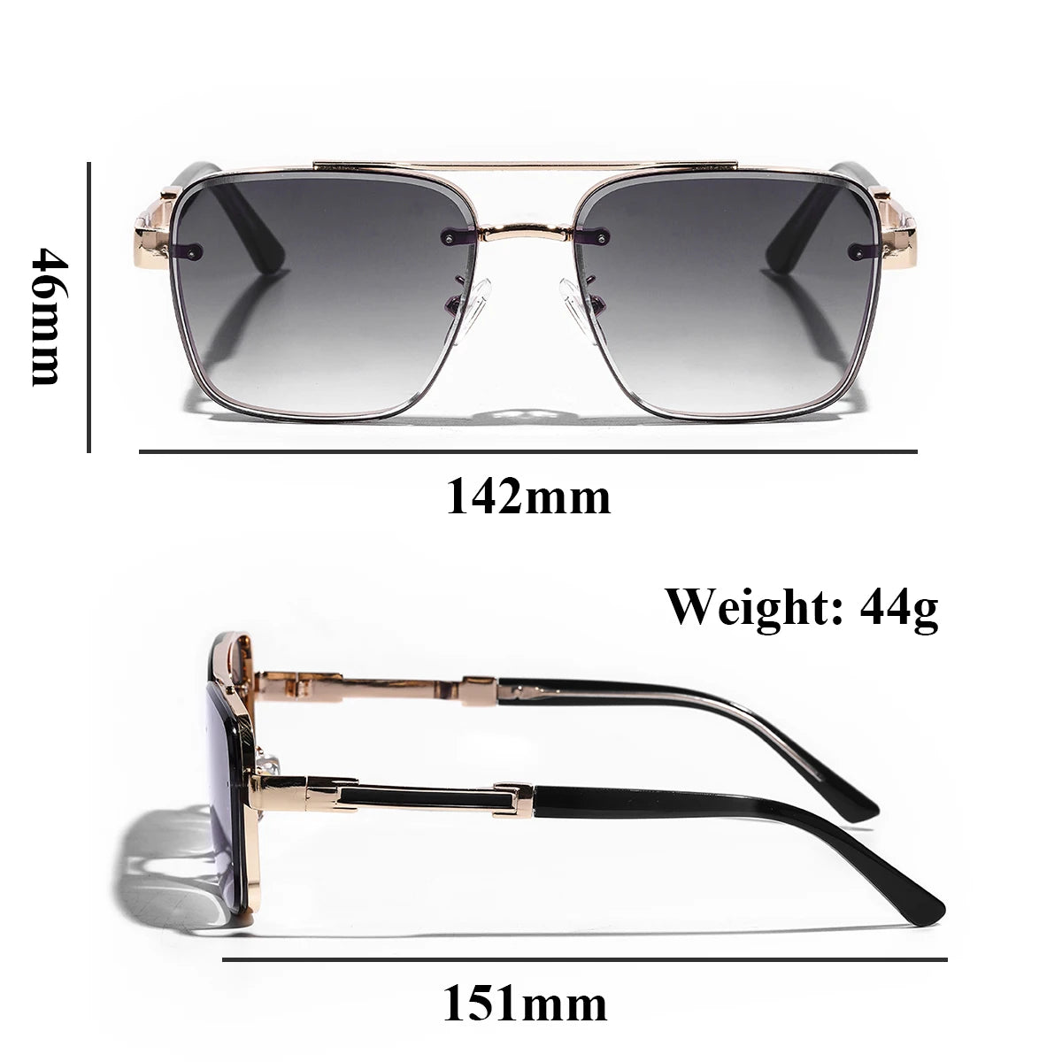 White Smoke Ruiao Square Mens Designer Sunglasses Metal Frame Gradient Luxury Shades UV400 Rectangle Pilot Sun Glasses for Men