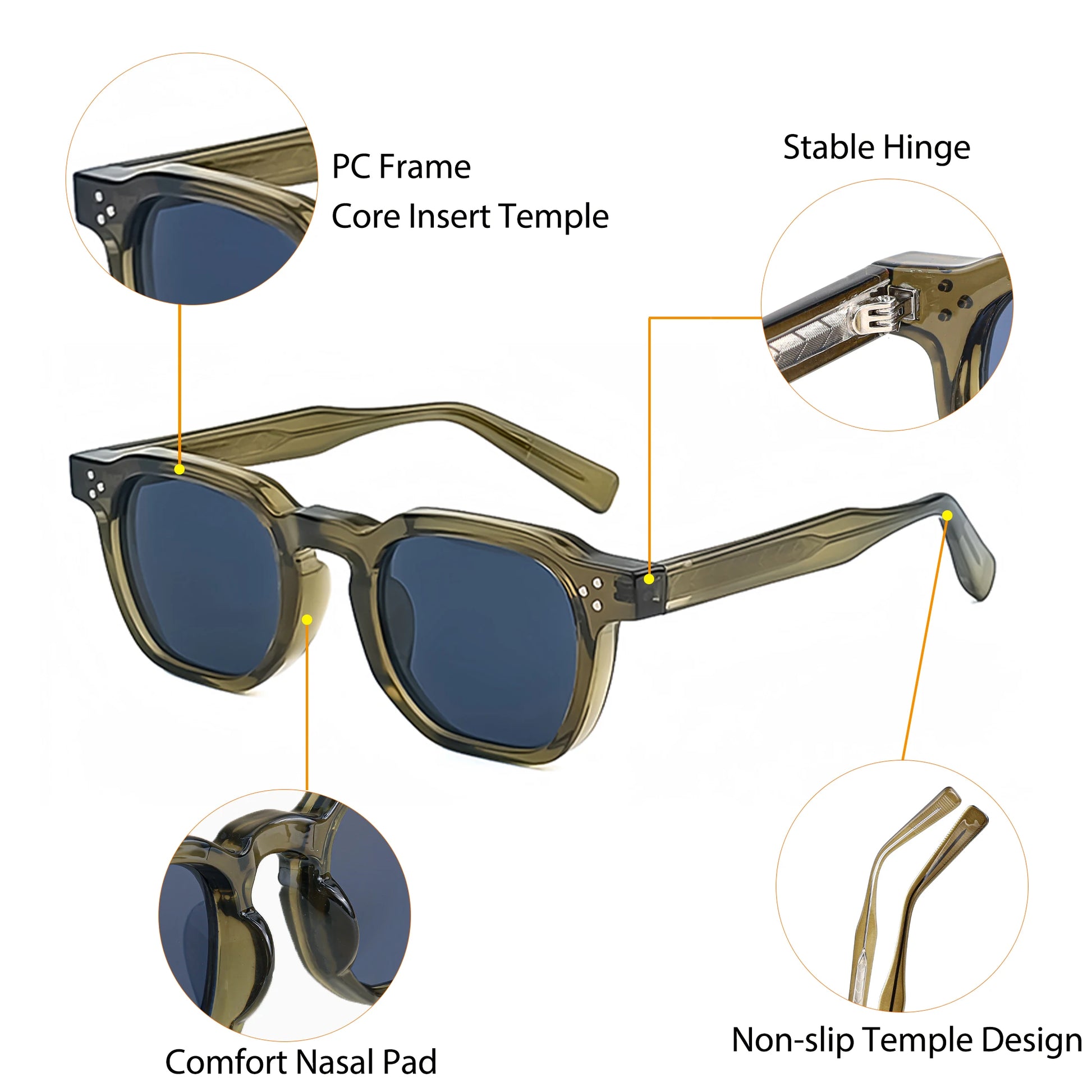 White Smoke CATERSIDE Fashion Men Sunglasses Small Frame Square Personalized Design Sun Glasses Women Travel Party Business Festival Gift