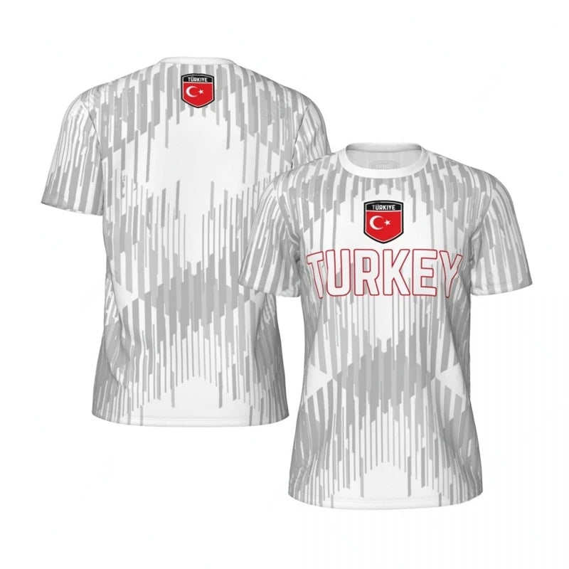 Fashion Turkey Flag Football T Shirt Casual Summer Short Sleeve Mens 3D Printed Sports T-shirt Loose Street Quick Dry Tees Tops