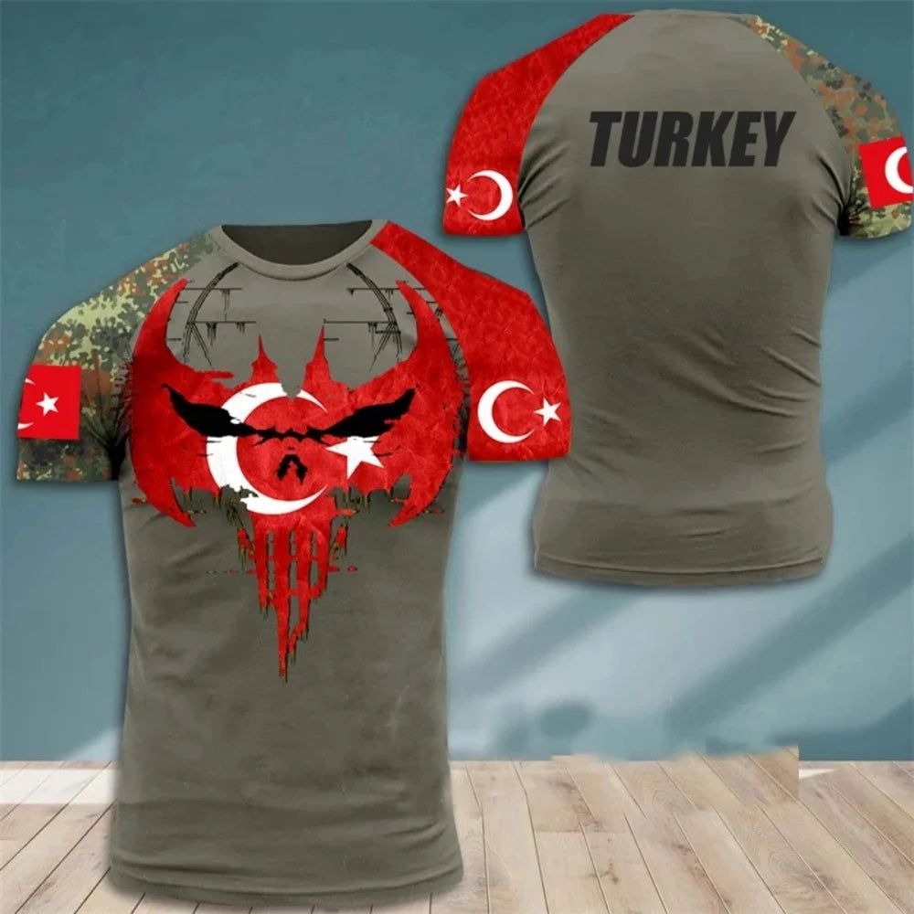 Turkey National Team Jersey - Athletic Tee with Crescent Star & Flag Patches, Ideal for Sports Fans & Patriotic Streetwear