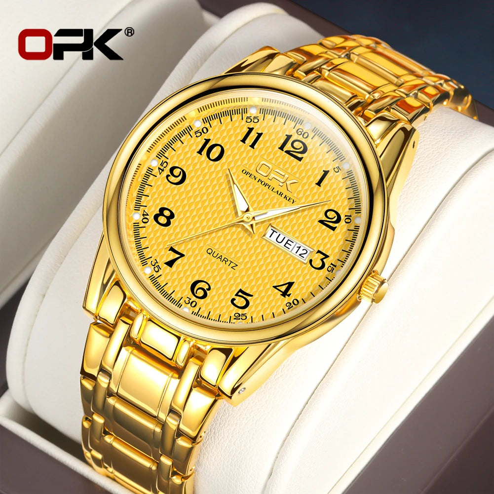 Seashell OPK 8110 Ladies Watch Classic Simple Brand Quartz Watch Stainless Steel Strap Watch For Women Waterproof Luminous Day-Date Watch