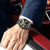 Black POEDAGAR Luxury High Quality Man Wristwatch Chronograph Stainless Steel Quartz Men's Watches Waterproof Luminous Men Clock Reloj