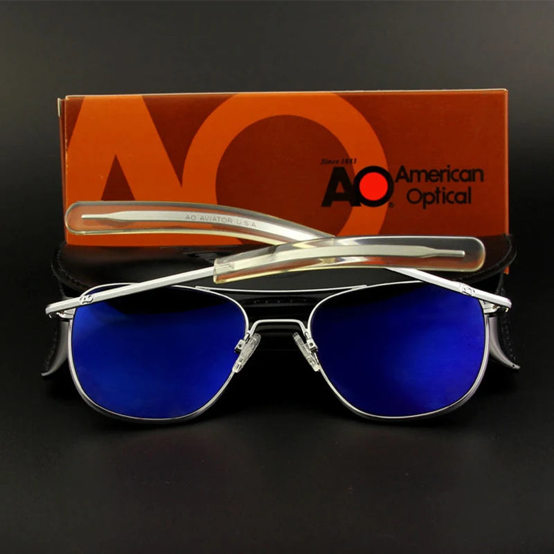 Black Pilot AO Sunglasses Men Top Quality Brand Designer AGX Tempered Glass Lens Sun Glasses Male