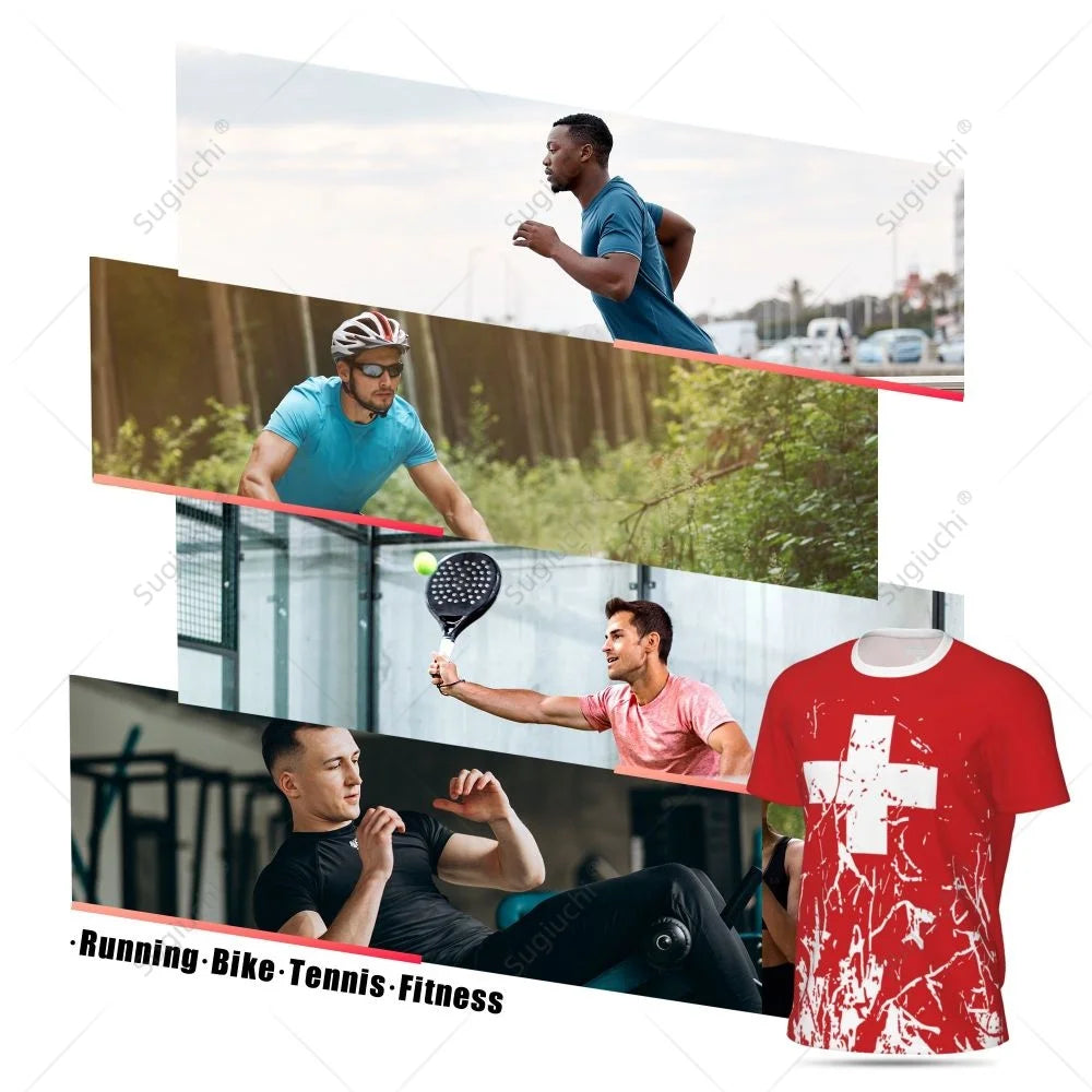 Sports Mesh T-shirt Switzerland Swiss Flag For Running Bike Soccer Tennis Football Fitness Tees 3D Printed