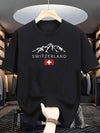 Switzerland Mountain Pure Cotton TShirt Casual Streetwear HipHop Style
