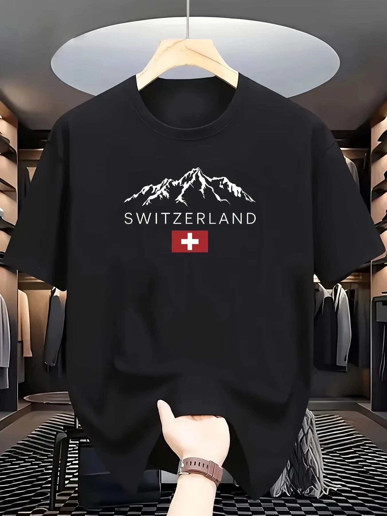 Switzerland Mountain Pure Cotton TShirt Casual Streetwear HipHop Style