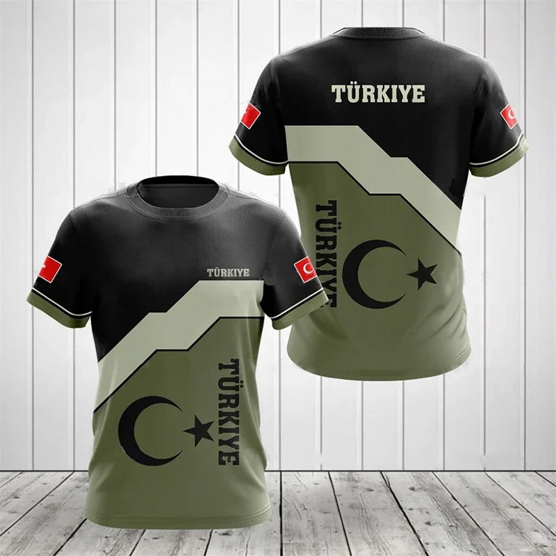Turkish Flag Graphic T Shirts Military Camouflage Tops Outdoor Sports Football Short sleeves Printed Turkey Casual T-shirt streetwear fashion product image 2