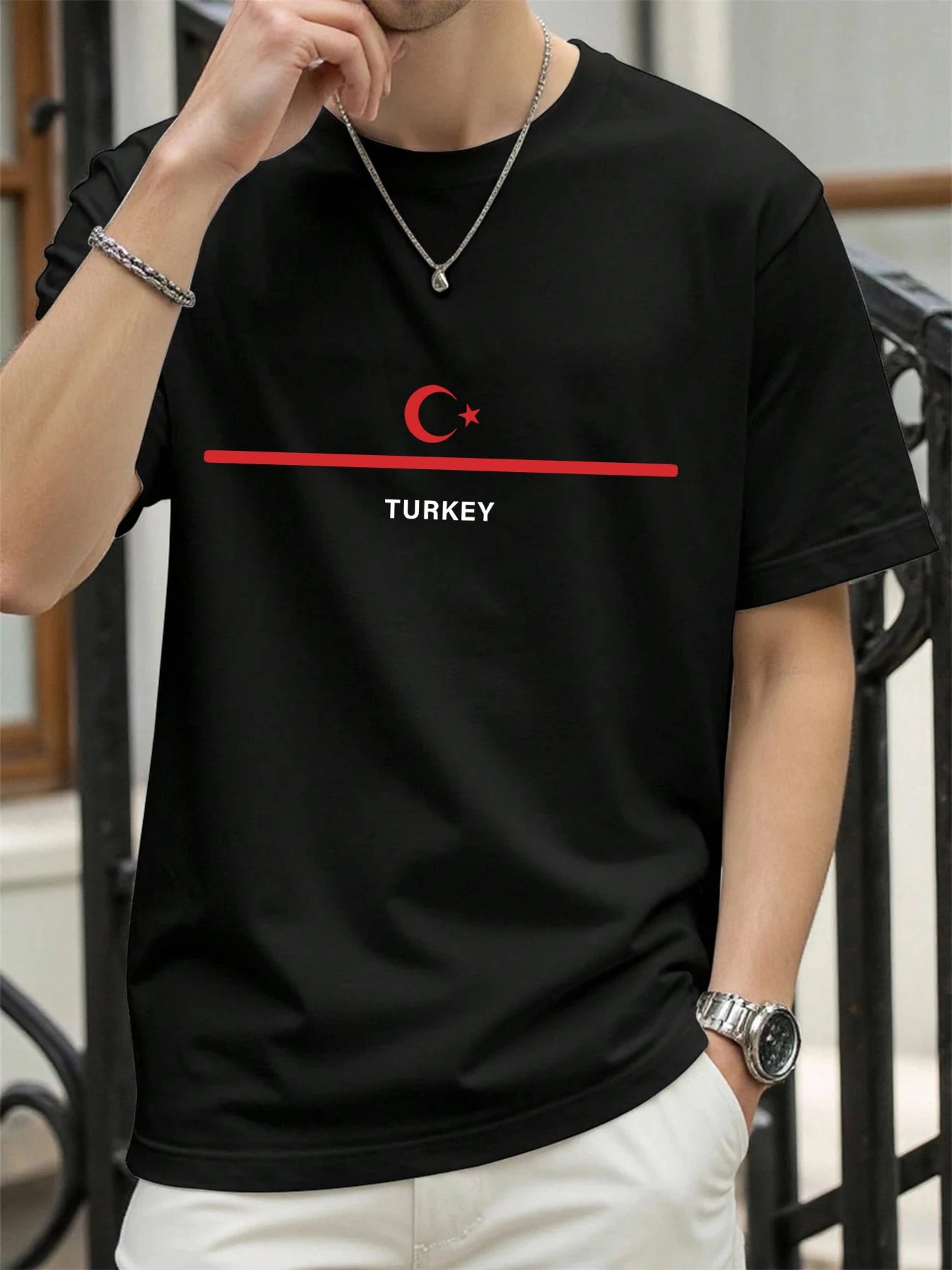 Turkey National Flag Printed Men T Shirts Hip Hop All-Match T-Shirt Cotton Summer Clothes Casual Oversize Trendy Sportswear