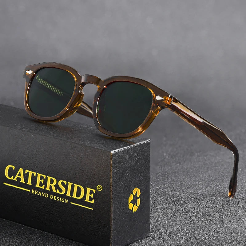 Dim Gray CATERSIDE Retro Round Men Sunglasses Punk Propionic Acid Pin Temple Luxury Sun Glasses Women Sports Leisure Party Eyewear UV400