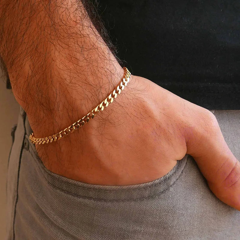 Black Vnox 3-11mm Chunky Miami Curb Chain Bracelet for Men, Stainless Steel Cuban Link Chain Wristband Classic Punk Heavy Male Jewelry