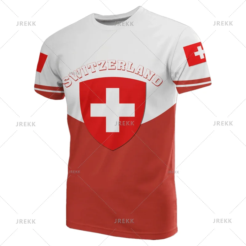 Outdoor Casual Sportswear Tshirts For Men Clothing Switzerland National Emblem Flag 3d Print Cool T-Shirt Gym Tops O Neck Tees streetwear fashion product image 24