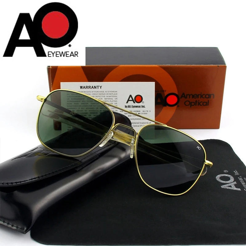White Smoke Pilot AO Sunglasses Men Top Quality Brand Designer AGX Tempered Glass Lens Sun Glasses Male