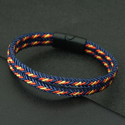 Dark Slate Gray Noter Grade A Ethnic Fabric String Bracelet For Men Double Layer 6 Colors Available Sports Sweat Absorbent Braslet Bangle Hombre