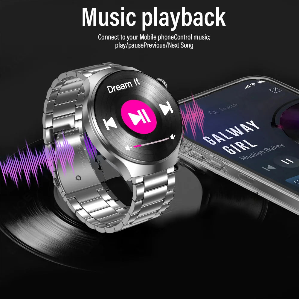 Black G.L Wear 2025 New Men's Smart Watch HD Display Health Tracking Bluetooth Calling Voice Assistant Sports Smartwatch