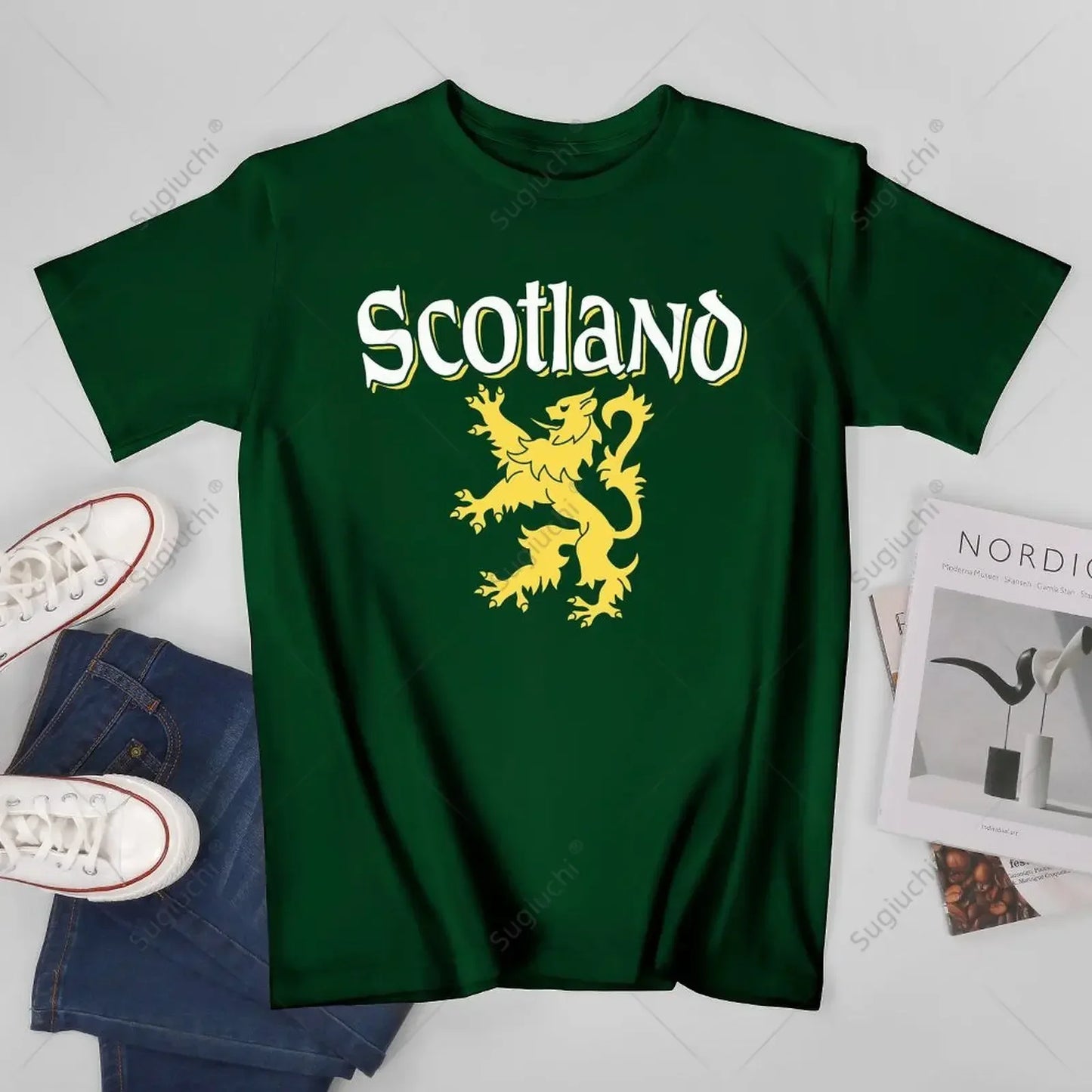 Unisex Men Scotland Rampant Lion Tshirt Tees T Shirts Women Boys 100% Cotton T-Shirt