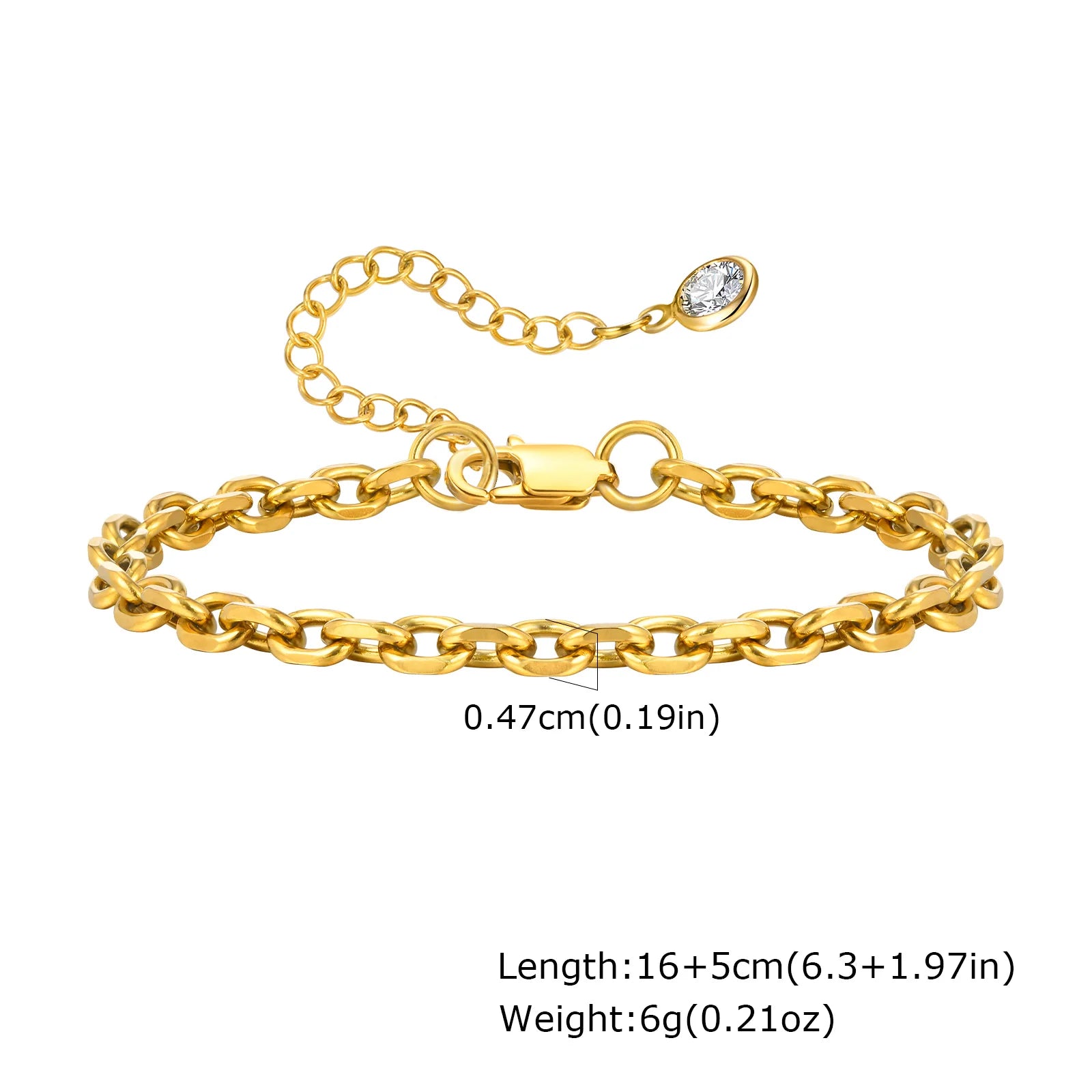 White Smoke Non Tarnish Stainless Steel Bracelet Gold Plated Stackable for Women, Thin Herringbone Chain Bracelet Waterproof Jewelry Gift