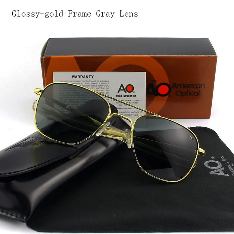 White Smoke Pilot AO Sunglasses Men Top Quality Brand Designer AGX Tempered Glass Lens Sun Glasses Male