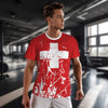 Exclusive design Switzerland Flag Grain 3D Printed Men For Running Bike Soccer Tennis Fitness Sports tshirt Mesh Short T-shirt