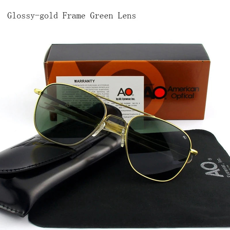 White Smoke Pilot AO Sunglasses Men Top Quality Brand Designer AGX Tempered Glass Lens Sun Glasses Male