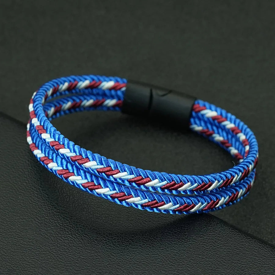 Dark Slate Gray Noter Grade A Ethnic Fabric String Bracelet For Men Double Layer 6 Colors Available Sports Sweat Absorbent Braslet Bangle Hombre