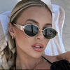 Dim Gray Retro Steampunk Sun Protection Sunglasses Vintage New Women's Metal Oval Sunglasses Ladies Classic UV400 Sunscreen Eyewear
