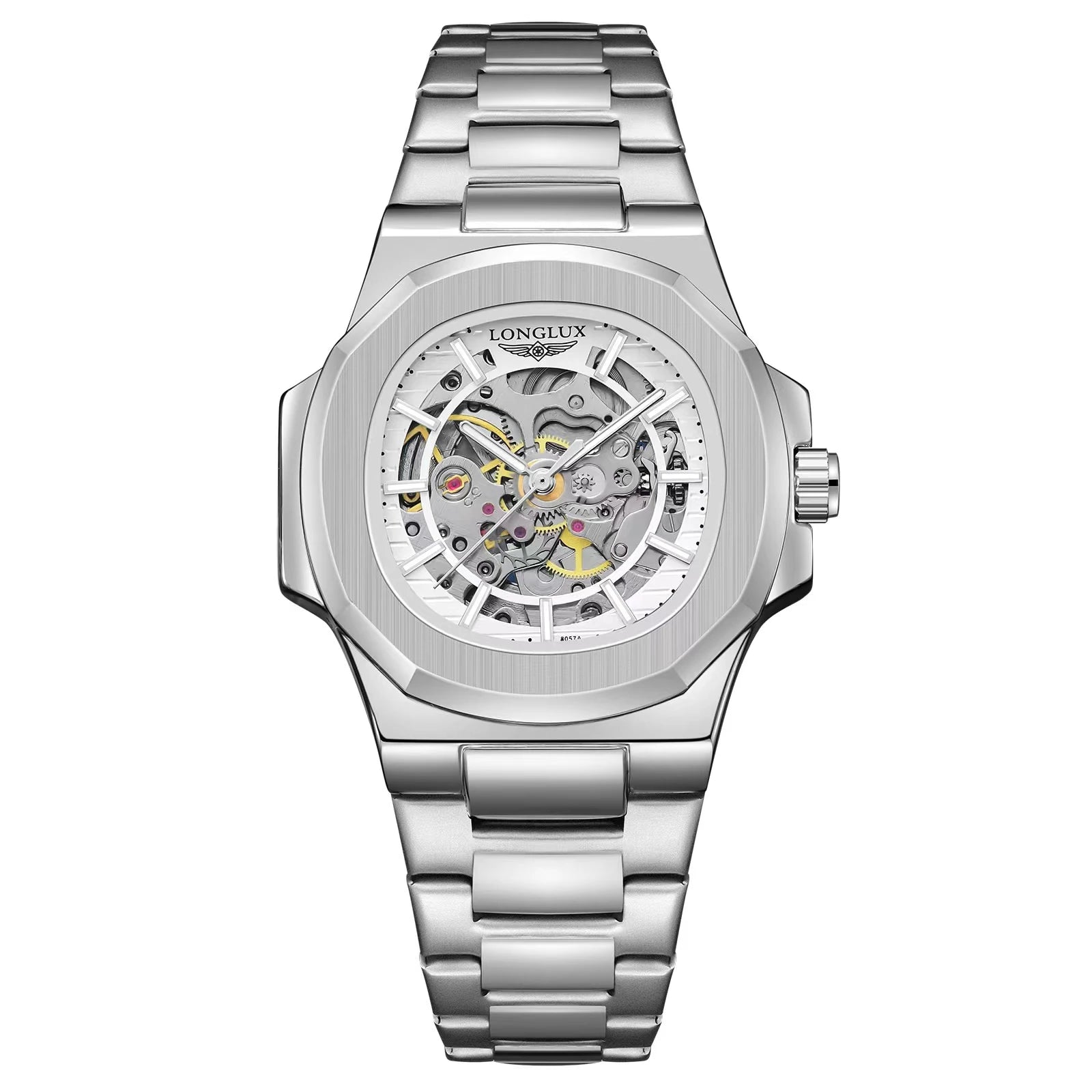 White Smoke LONGLUX Men automatic mechanical watch luxury watches waterproof skeleton business cheap wholesale stainless steel gift watch