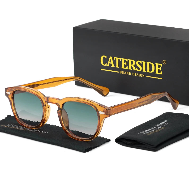 White Smoke CATERSIDE Retro Round Men Sunglasses Punk Propionic Acid Pin Temple Luxury Sun Glasses Women Sports Leisure Party Eyewear UV400