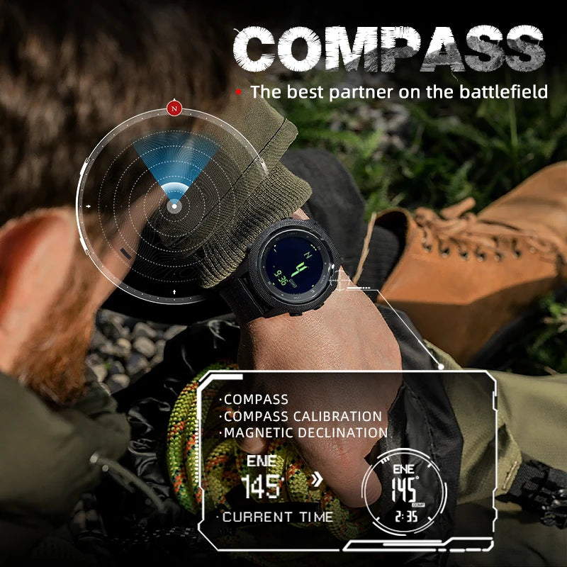 Black NORTH EDGE APACHE-46 Men Digital Watch Outdoor Sports Running Swimming Outdoor Sport Watches Altimeter Barometer Compass WR50M