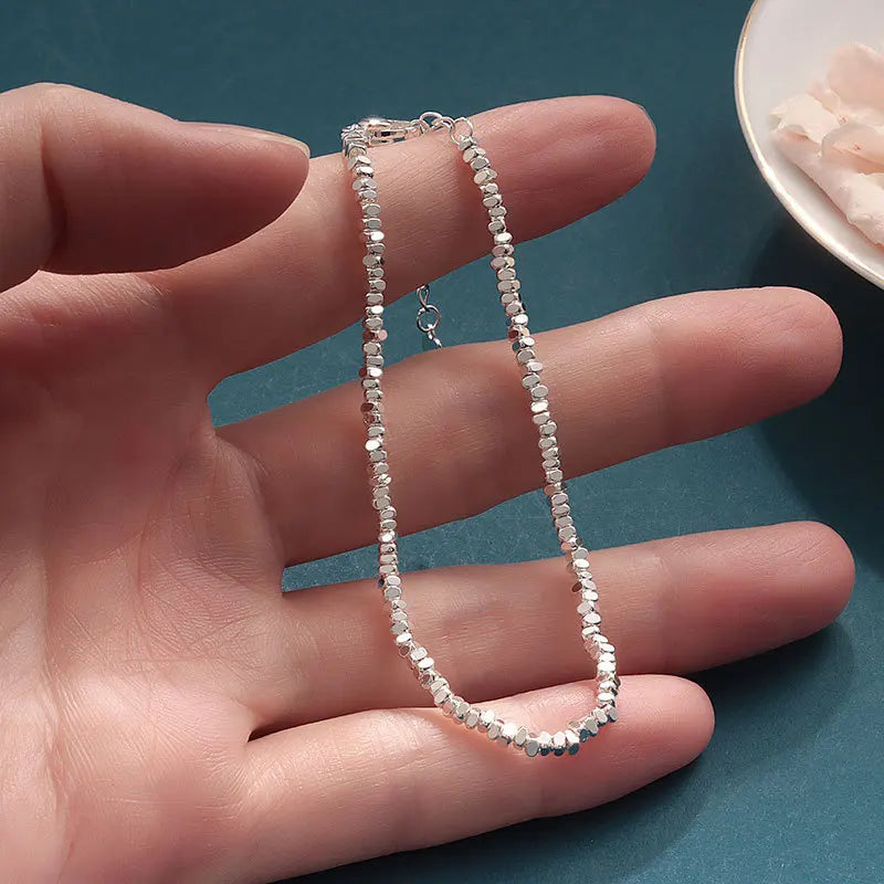 Dark Slate Gray 925 Sterling Silver Irregular Chain Bracelets For Women Vintage Luxury Jewelry Wedding Accessories Wholesalea Jewellery