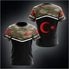 Turkish Flag Graphic T Shirts Military Camouflage Tops Outdoor Sports Football Short sleeves Printed Turkey Casual T-shirt