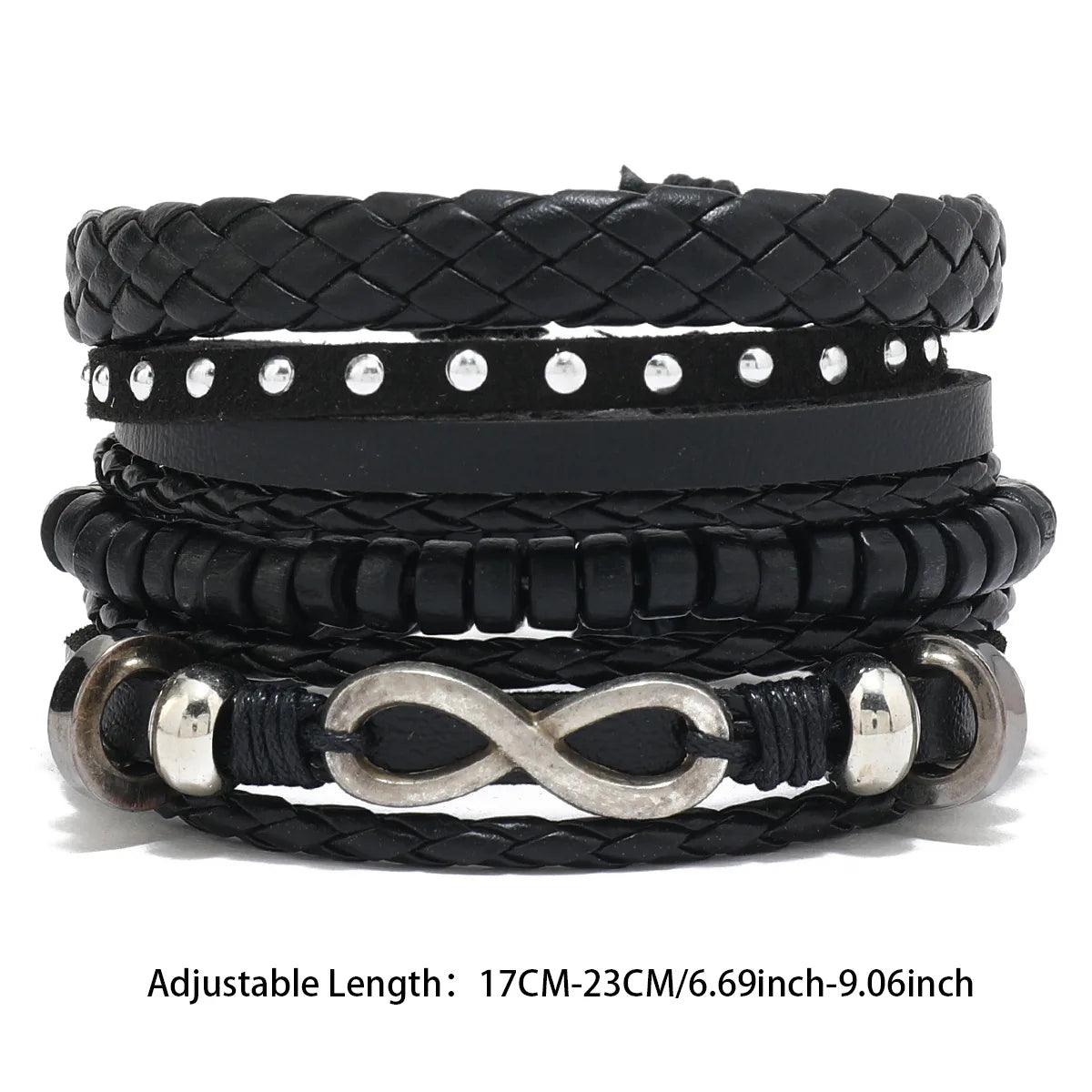 White Smoke 6/4PCS 3Style PU Wodeen Braided Wrap Leather Bracelet for Men Vintage Life Wood Beads Fashion Male Armband