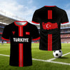 Summer New Turkey Football T-shirt  Breathable Quick-dry Soccer Jersey Turkish Flag Printed Men's Short-sleeved Tee Beachwear