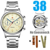 White Smoke RED STAR 38mm Men's 1963 Chronograph Mechanical Watch Pilot with Seagull Movement ST1901 Air Force Aviation Sapphire Goose 40mm