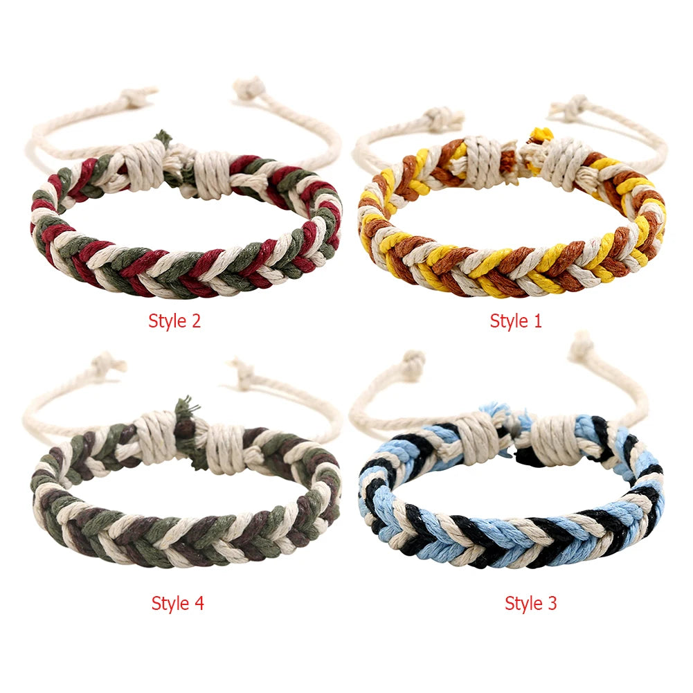 White Smoke DIY Handmade Braided Rope Bracelet Colorful Ethnic Weave Bangles Jewelry Gift