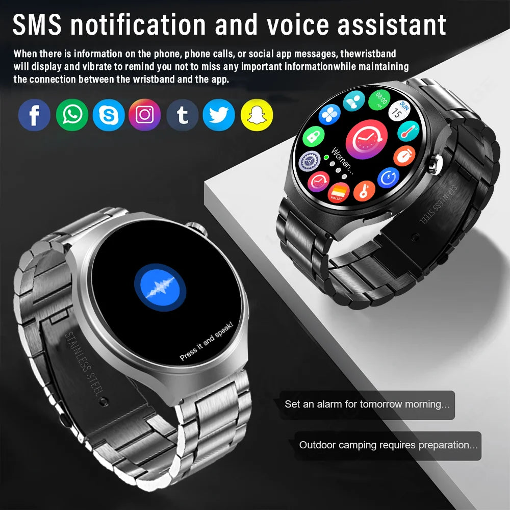 Black G.L Wear 2025 New Men's Smart Watch HD Display Health Tracking Bluetooth Calling Voice Assistant Sports Smartwatch