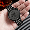 Black HANNAH MARTIN Brand Top Men Watch Black Stainless Steel Fashion Waterproof Sports Multifunctional Quartz Watch Relogio Masculino