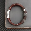 Light Slate Gray Luxury Vintage Multilayer Brown Leather Stainless Steel  Men Bracelet Bead Bracelet Jewelry Male Wrist Bangle Christmas Gifts