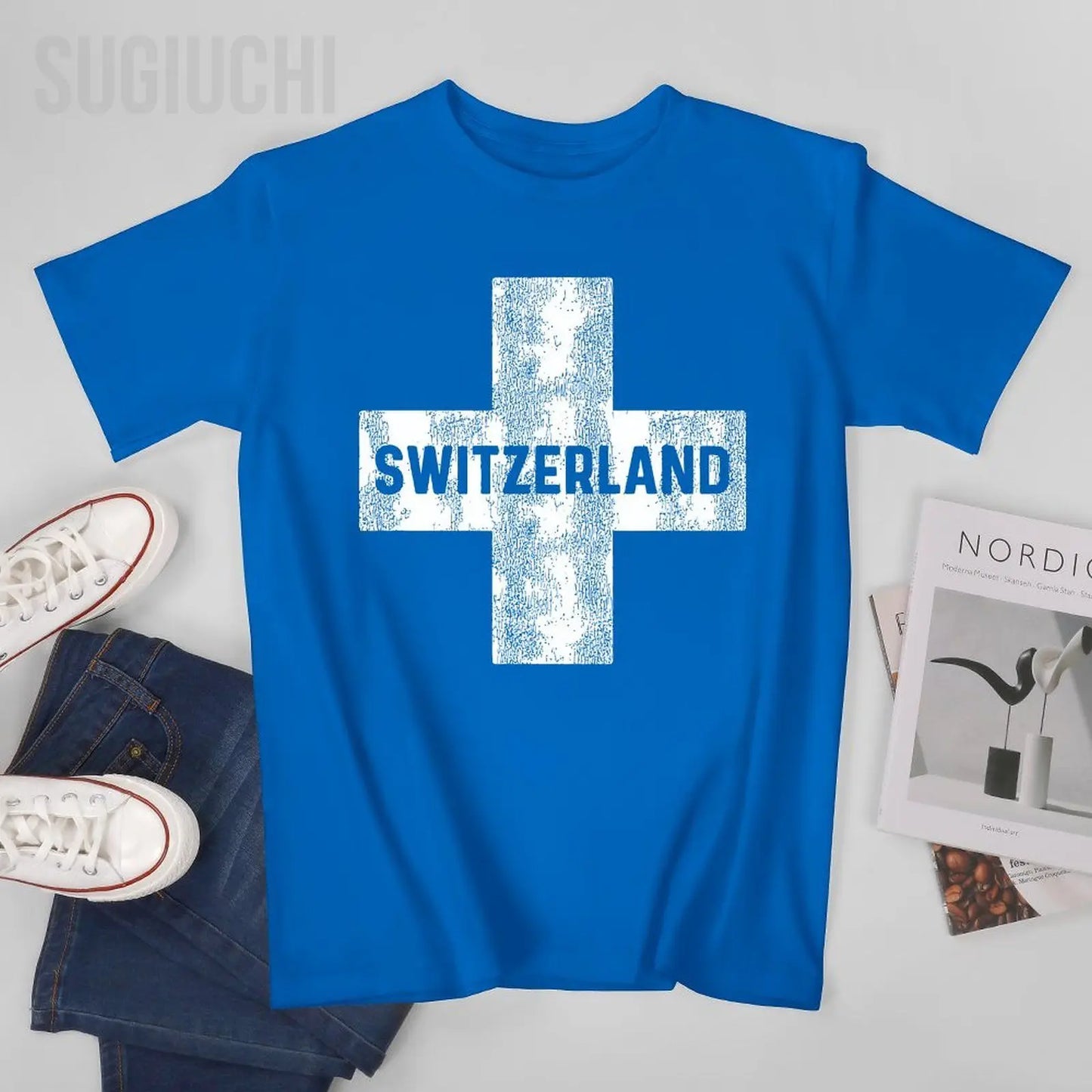 Men Retro Swiss Flag Of Switzerland Tshirt Tees O-neck T Shirts Women Boys 100% Cotton T-Shirt