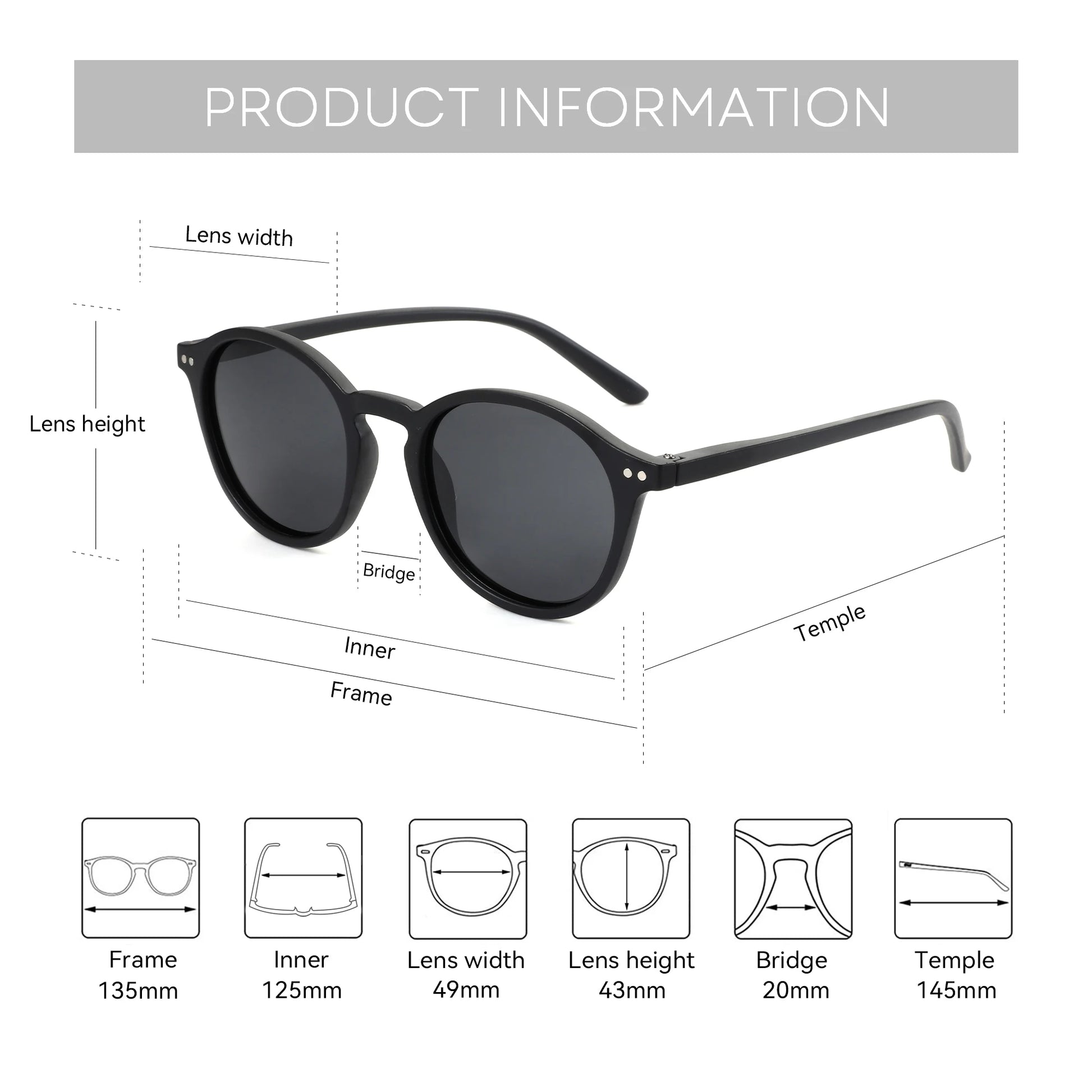 White Smoke ZENOTTIC Retro Small Round Polarized Sunglasses Men Women Lightweight Vintage UV400 Polarized Lenses Fashion Shades