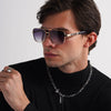 Black Ruiao Square Mens Designer Sunglasses Metal Frame Gradient Luxury Shades UV400 Rectangle Pilot Sun Glasses for Men