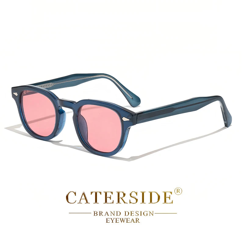White Smoke CATERSIDE Retro Round Men Sunglasses Punk Propionic Acid Pin Temple Luxury Sun Glasses Women Sports Leisure Party Eyewear UV400