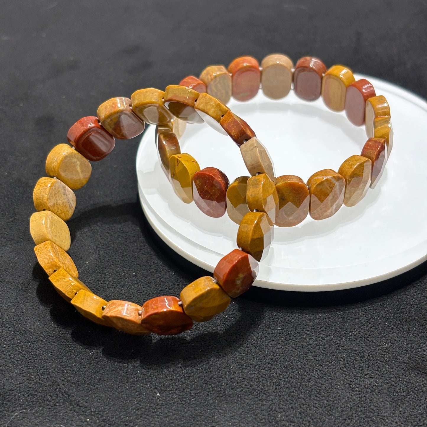 Dark Slate Gray Natural Icy Mookaite Jasper Oval Bead Bangle Bracelet Women Men Gift Elastic Soft Bangle Bracelet