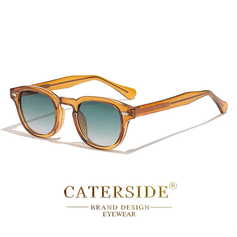 White Smoke CATERSIDE Retro Round Men Sunglasses Punk Propionic Acid Pin Temple Luxury Sun Glasses Women Sports Leisure Party Eyewear UV400