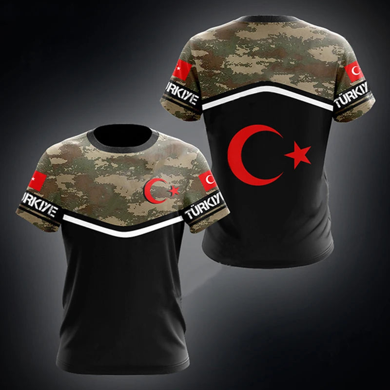 Turkish Flag Camouflage 3d Print Summer Men/Women Round Neck T-shirt Casual Short Sleeve Oversized Pullover Fashion Men Clothing streetwear fashion product image 24